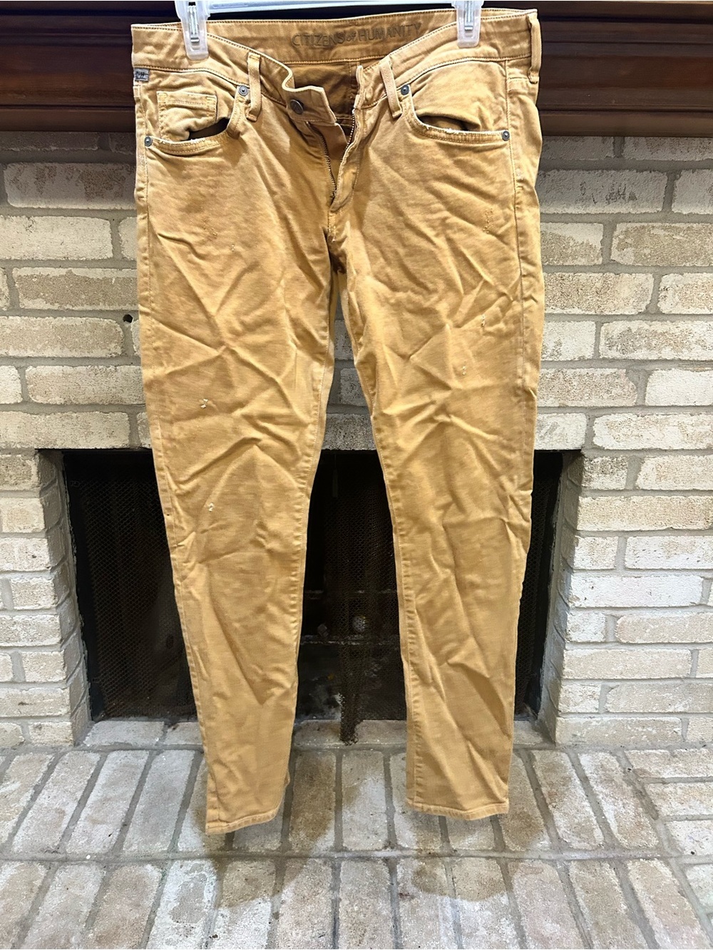 Citizens of Humanity Womens Slim Straight Pants in Tan EUC